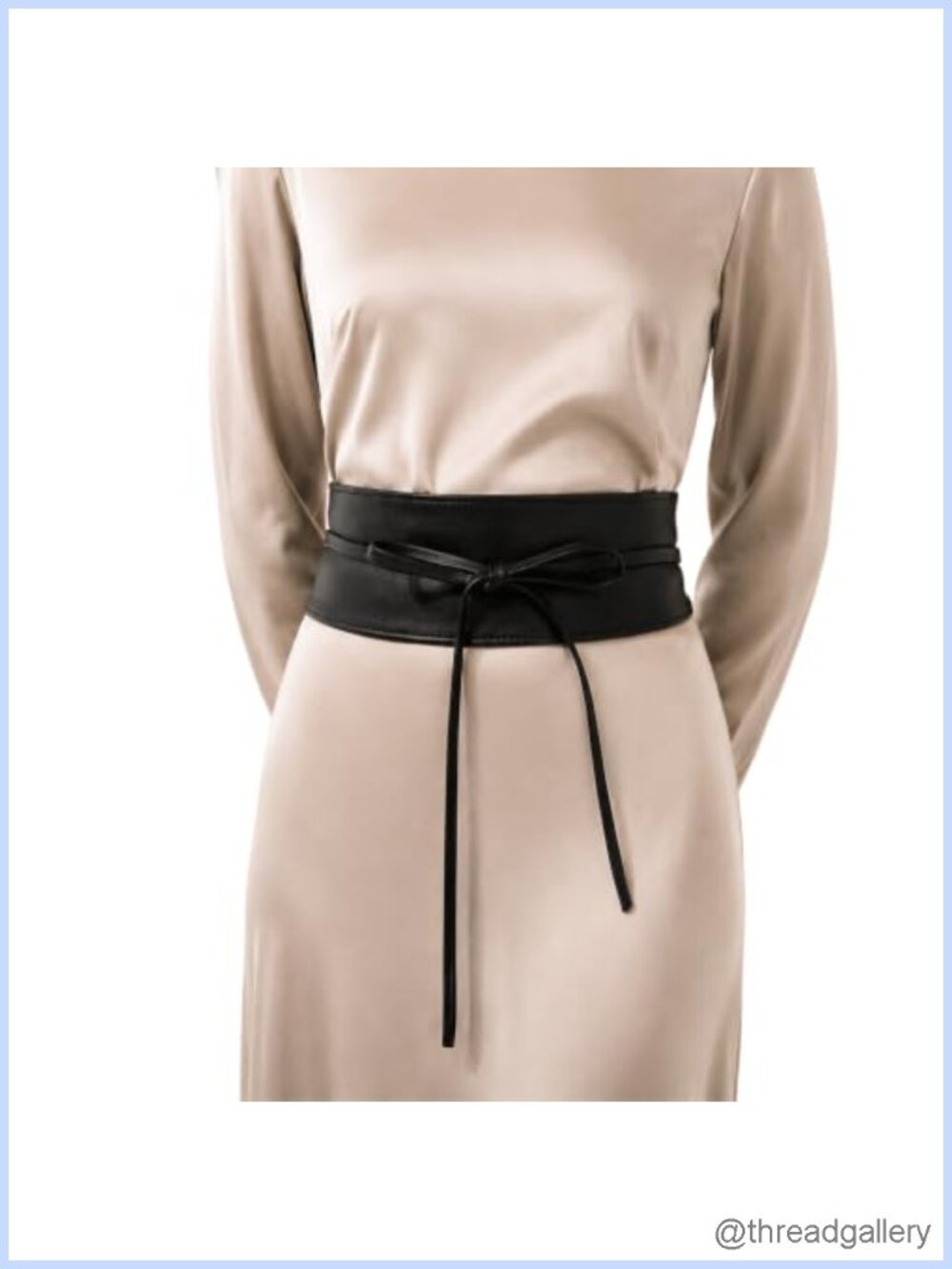 Italian Leather Obi Belt Wide Waist Tie Belt for Dresses